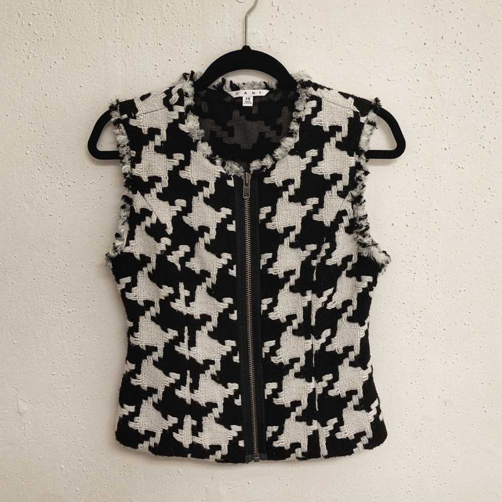 CAbi Style 213 Frayed Houndstooth Vest
